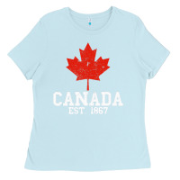 Baby Blue vintage canada est.1867 maple leaf canadian flag r Ladies Tee - ArtChic