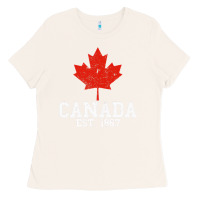 Bone vintage canada est.1867 maple leaf canadian flag r Ladies Tee - ArtChic