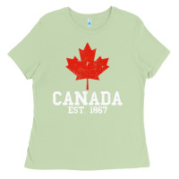 Matcha vintage canada est.1867 maple leaf canadian flag r Ladies Tee - ArtChic