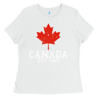 Vintage Canada Est.1867 Maple Leaf Canadian Flag R Ladies Tee | Teevron