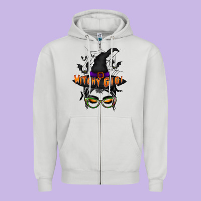 Witchy Gigi Zipper Hoodie Designed By Racoondesign