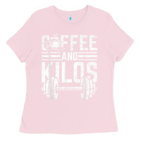 Bubblegum Pink Coffee And Kilos Weightlifting Gift Ladies Tee - ArtChic