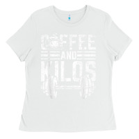 White Coffee And Kilos Weightlifting Gift Ladies Tee - ArtChic