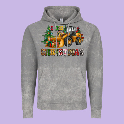 I Dig Christmas Bulldozer Vintage Hoodie Designed By Cowgirlartshop