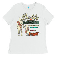 White Daddy And Daughter Not Always Eye To Eye But Always Heart To Heart Ladies Tee - Bettercallsaul