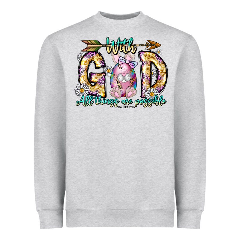 With God All Things Are Possible Easter Day Heavyweight Sweatshirt by CowhideDigitalArt | Teevron
