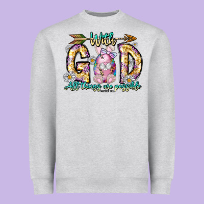 With God All Things Are Possible Easter Day Heavyweight Sweatshirt Designed By Cowhidedigitalart