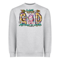 Heather Grey With God All Things Are Possible Easter Day Heavyweight Sweatshirt - CowhideDigitalArt