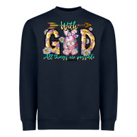 Navy With God All Things Are Possible Easter Day Heavyweight Sweatshirt - CowhideDigitalArt