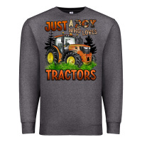 Charcoal Heather just a boy who loves tractors Premium Sweatshirt - BarkalooDesign