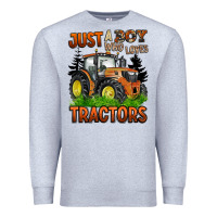 Heather Grey just a boy who loves tractors Premium Sweatshirt - BarkalooDesign