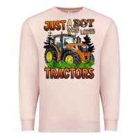 Pale Pink just a boy who loves tractors Premium Sweatshirt - BarkalooDesign