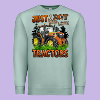 Just A Boy Who Loves Tractors Premium Sweatshirt Designed By Barkaloodesign