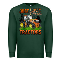 Sports Green just a boy who loves tractors Premium Sweatshirt - BarkalooDesign