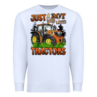 White just a boy who loves tractors Premium Sweatshirt - BarkalooDesign