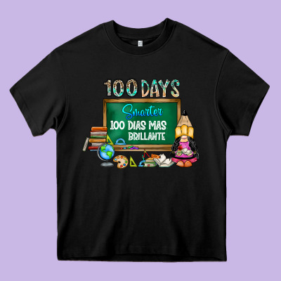 100 Days Smarter 100 Dias Mas Brillante Heavy Core Tee Designed By Sublimationcraftshop