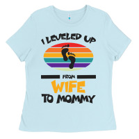 Baby Blue I Leveled Up From Wife To Mommy Ladies Tee - Bettercallsaul