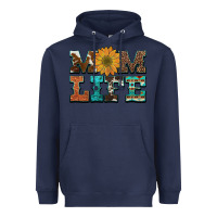 Navy western cowhide leopard turquoise  leather aztec sunflower mom Heavyweight Hoodie - Artiststas