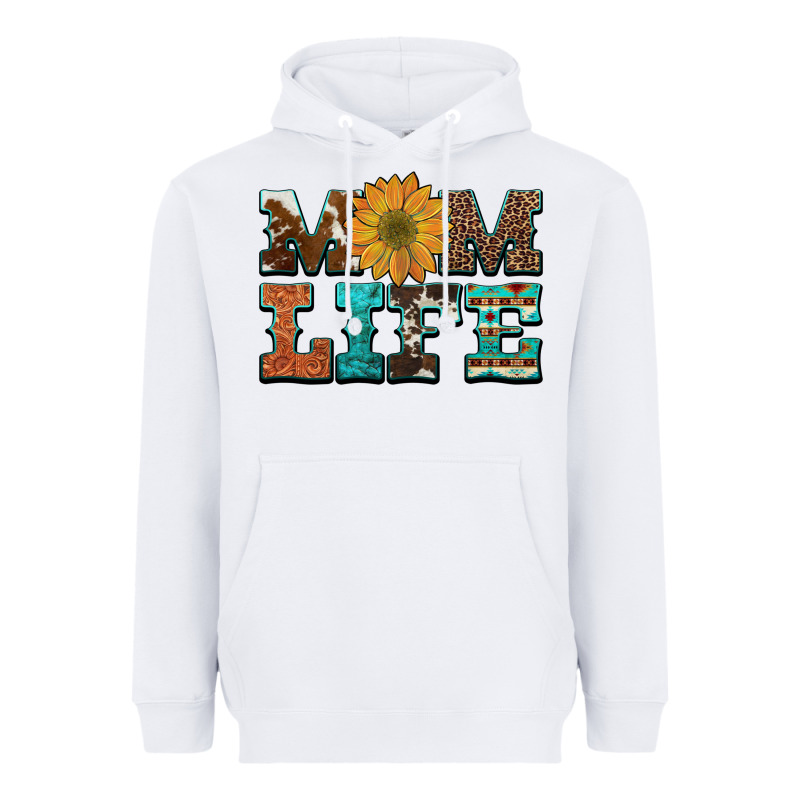 Western Cowhide Leopard Turquoise  Leather Aztec Sunflower Mom Heavyweight Hoodie by Artiststas | Teevron