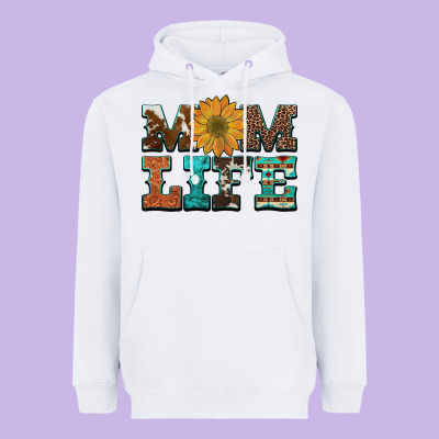 Western Cowhide Leopard Turquoise  Leather Aztec Sunflower Mom Heavyweight Hoodie Designed By Artiststas