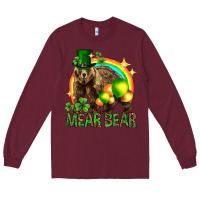 Burgundy St. Patrick's Day mear bear Long Sleeve Tee - HowdyJamesFarm