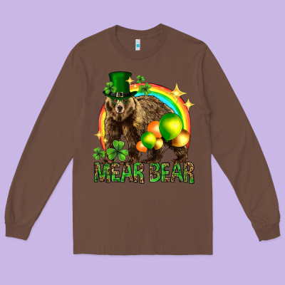 St. Patrick's Day Mear Bear Long Sleeve Tee Designed By Howdyjamesfarm