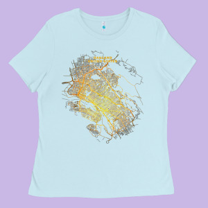 City Map Street Travel Souvenir Tourist Oakland California T Shirt Ladies Tee Designed By Trangstudio