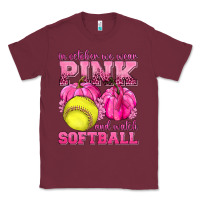 Burgundy In October We Wear Pink and Watch Softball Classic Tee - texasbilliewilder
