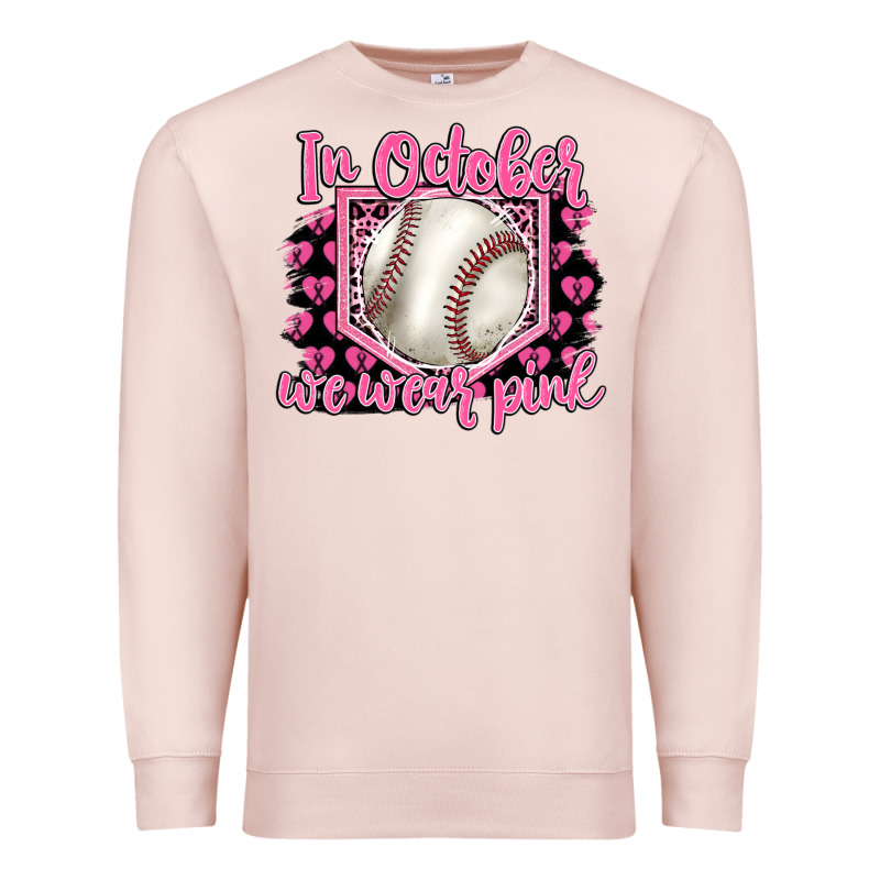 In October We Wear Pink Baseball Premium Sweatshirt by BarkalooDesign | Teevron