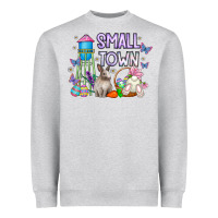 Heather Grey Small Town Easter Day Heavyweight Sweatshirt - CowhideDigitalArt
