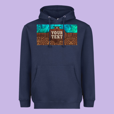 Preview Custom Name Turquoise Stone Leopard Bull Skull License Plate Heavyweight Hoodie Designed By Artiststas