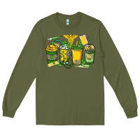 Army Green St. Patrick's Day Nurse coffee cups Long Sleeve Tee - HowdyJamesFarm