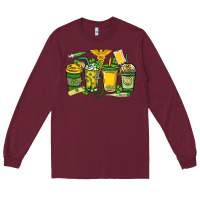 Burgundy St. Patrick's Day Nurse coffee cups Long Sleeve Tee - HowdyJamesFarm