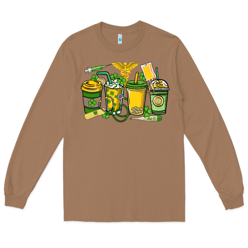 St. Patrick's Day Nurse Coffee Cups Long Sleeve Tee by HowdyJamesFarm | Teevron
