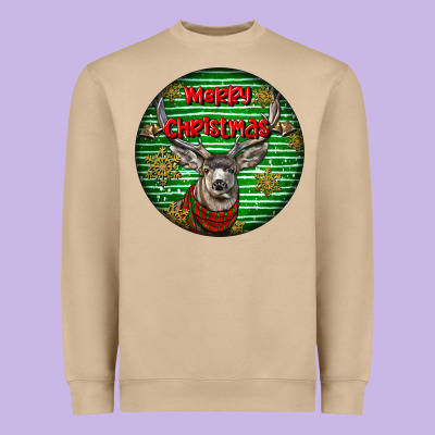 Mule Buck Deer Head Christmas Heavyweight Sweatshirt Designed By Lillyallendesigns