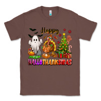 Chestnut Happy Hallothanksmas with ghost turkey and tree Classic Tee - texasbilliewilder