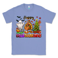 Colony Blue Happy Hallothanksmas with ghost turkey and tree Classic Tee - texasbilliewilder