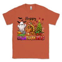 Copper Happy Hallothanksmas with ghost turkey and tree Classic Tee - texasbilliewilder