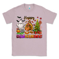 Lilac Happy Hallothanksmas with ghost turkey and tree Classic Tee - texasbilliewilder