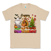 Mushroom Happy Hallothanksmas with ghost turkey and tree Classic Tee - texasbilliewilder
