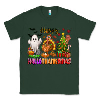 Sports Green Happy Hallothanksmas with ghost turkey and tree Classic Tee - texasbilliewilder