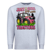 Heather Grey just a girl who loves tractors Premium Sweatshirt - BarkalooDesign