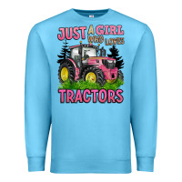 Ocean Blue just a girl who loves tractors Premium Sweatshirt - BarkalooDesign