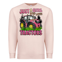 Pale Pink just a girl who loves tractors Premium Sweatshirt - BarkalooDesign