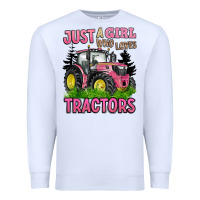 White just a girl who loves tractors Premium Sweatshirt - BarkalooDesign
