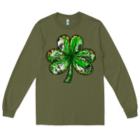 Army Green Shamrock with leopard and cowhide St. Patricks day Long Sleeve Tee - HowdyJamesFarm