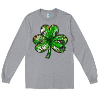 Heather Grey Shamrock with leopard and cowhide St. Patricks day Long Sleeve Tee - HowdyJamesFarm