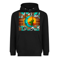 Black sunflower desert cactus turquoise crescent Heavyweight Hoodie - Artiststas