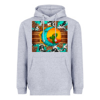 Heather Grey sunflower desert cactus turquoise crescent Heavyweight Hoodie - Artiststas