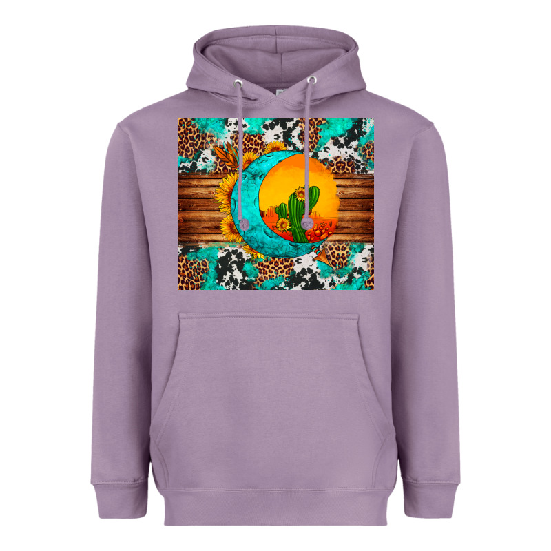 Sunflower Desert Cactus Turquoise Crescent Heavyweight Hoodie by Artiststas | Teevron